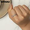 WOSTU 925 Sterling Silver Simple Diamond Pattern Ring for Women Band Original Design Jewelry