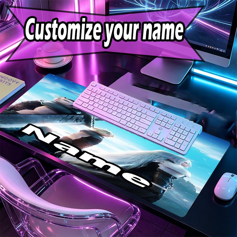 Custom Name Personalized Final Fantasy Pattern Mousepad, Laptop PC Desk Mat, Decorative Desk Mat for Home Keyboard Pad Gift