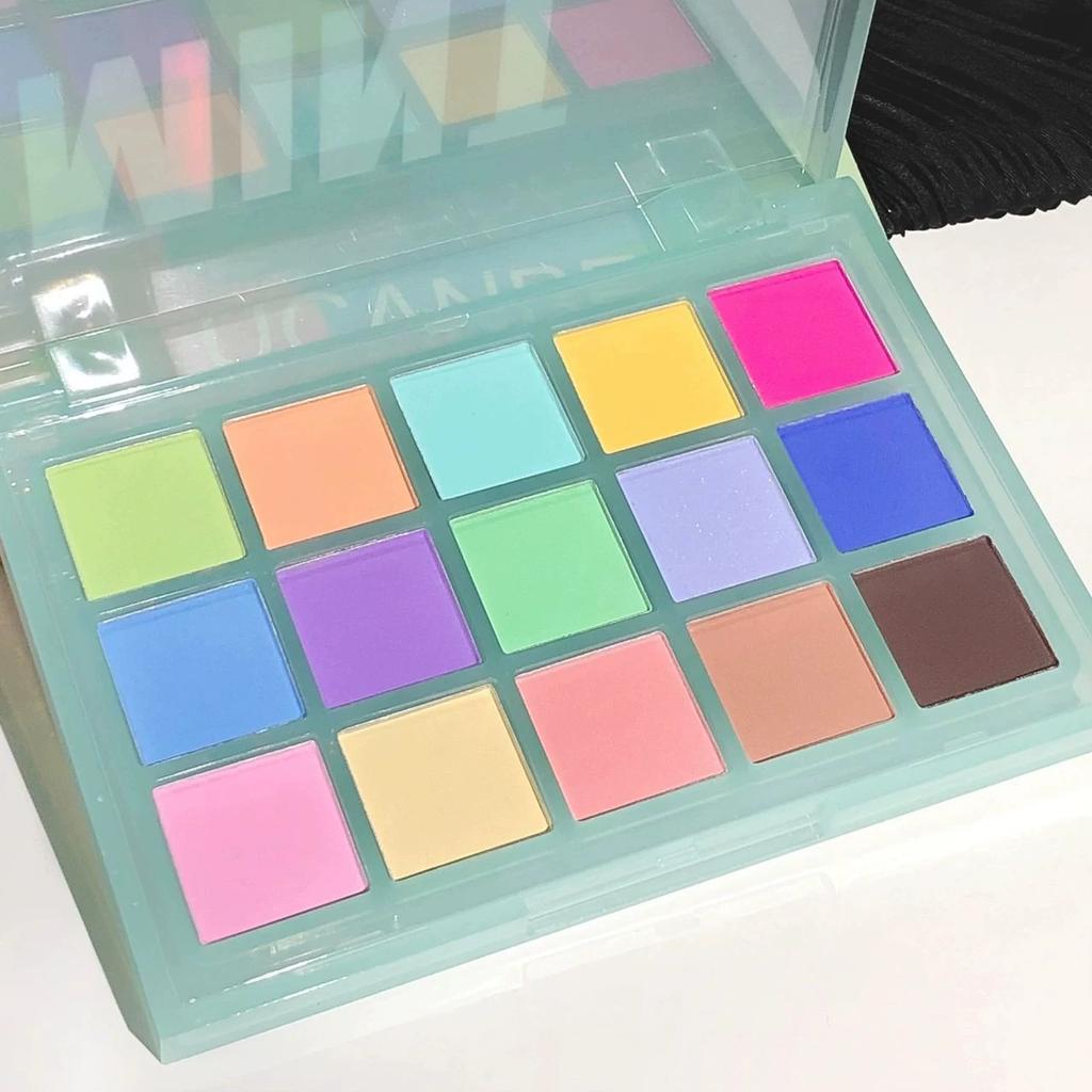 Ucanbe Macaron Eye Shadow Plate Low Saturation Color Play Makeup Full Matte Mint Blue Green 15 Colors Niche Style Cheap
