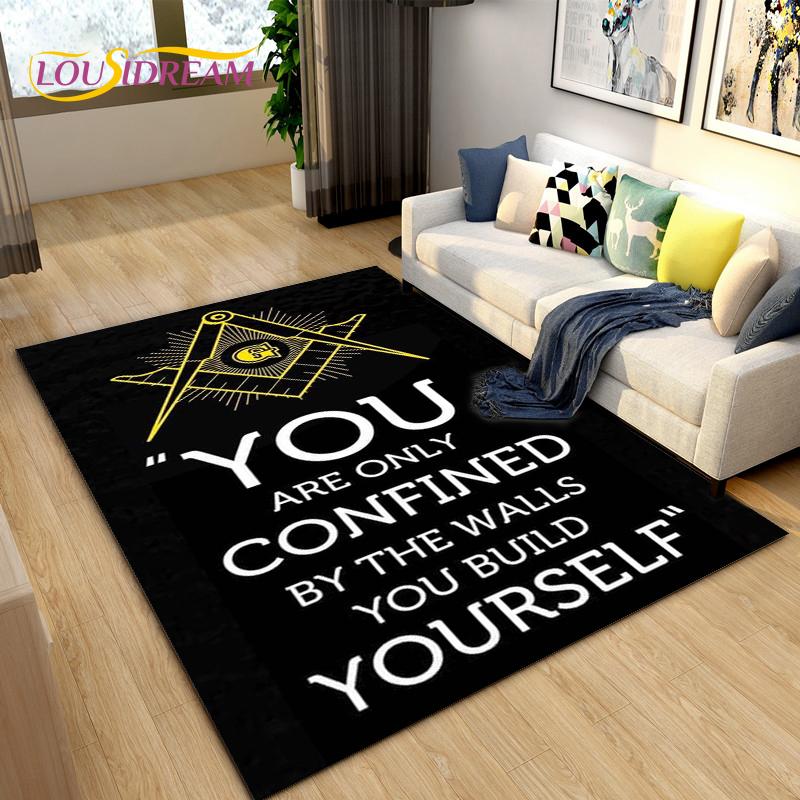Masonic Carpet Freemason Illuminati Ring Area Rug Large,Carpet All Seeing Eye Rugs Carpets for Living Room,Fitness Pet Floor Mat