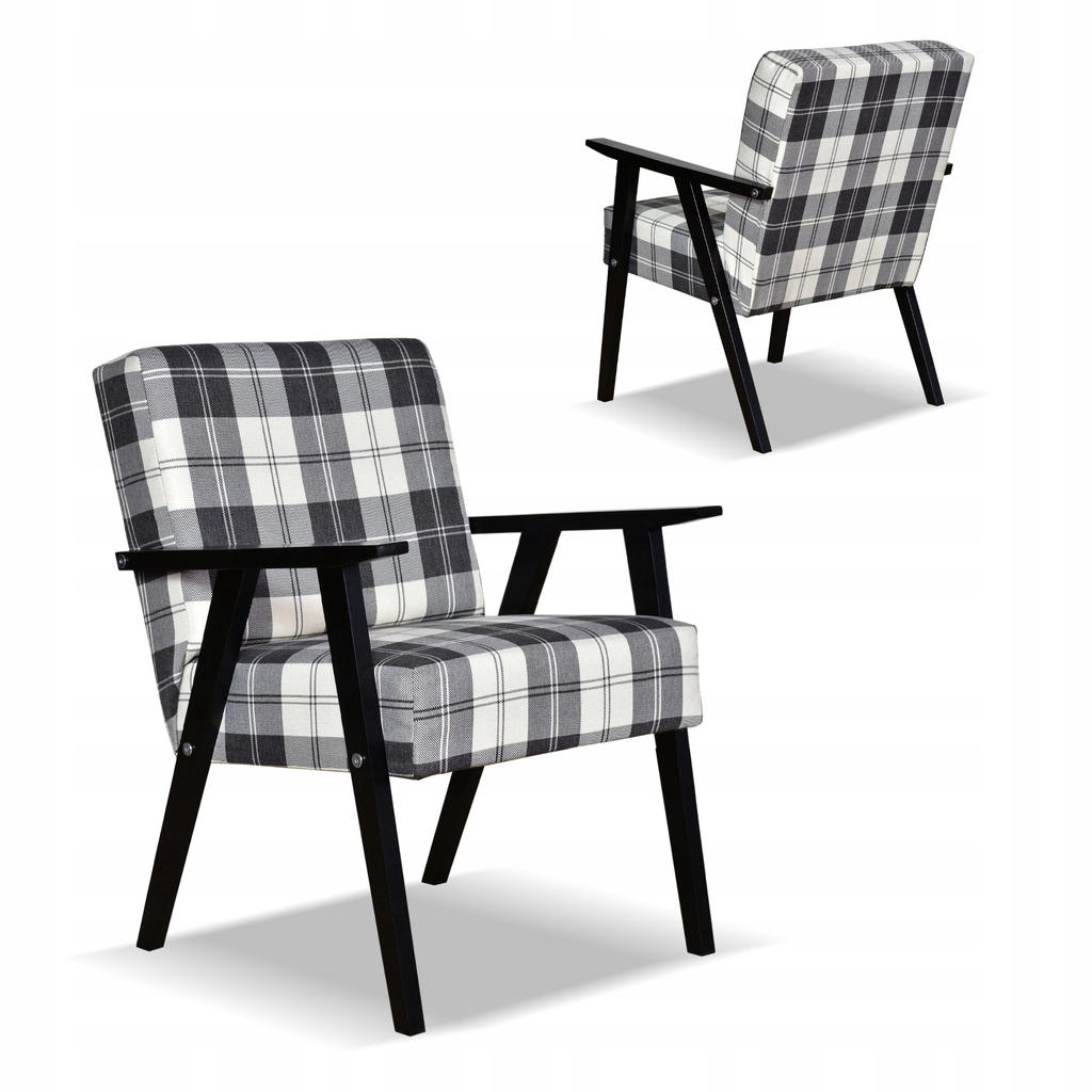 Fotel PRL zestaw retro vintage SOLER Family Meble krata granatowo - biała