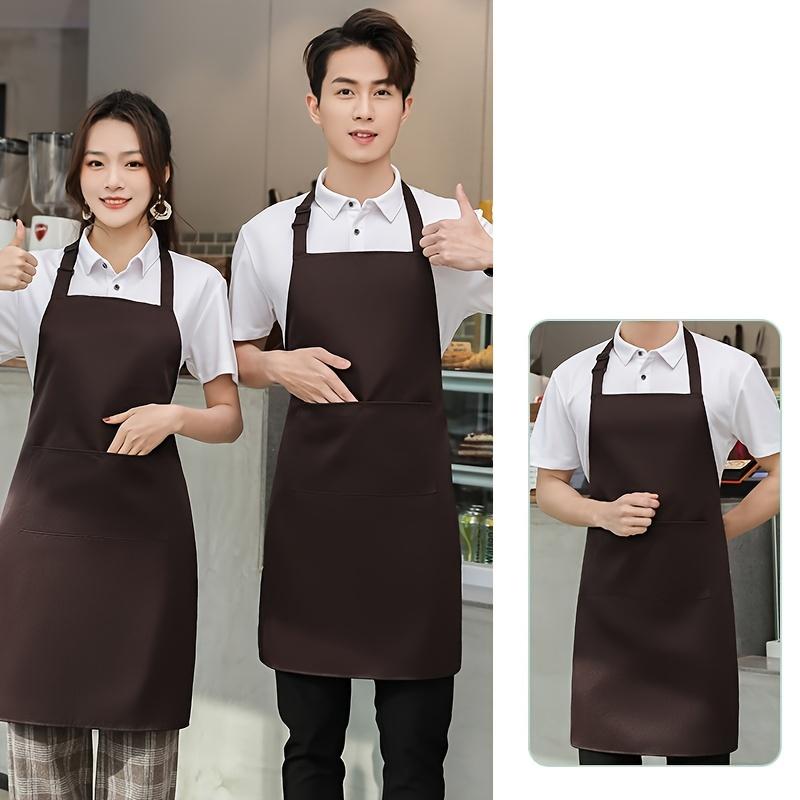 Unisex Customizable Polyester Chef Apron with Pockets - Durable Knit Fabric Cooking Apron for Men and Women, Ideal for Kitchen, Grill, Restaurant, Bar