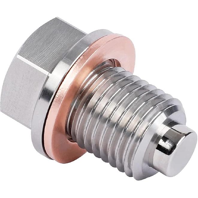 M14 x 1.5 Magnetic Oil Drain Plug, Stainless Steel Oil Drain Plug with Copper Crush Washer Replacement for Ford, GM, Hyundai, KIA and Accord, CRV,