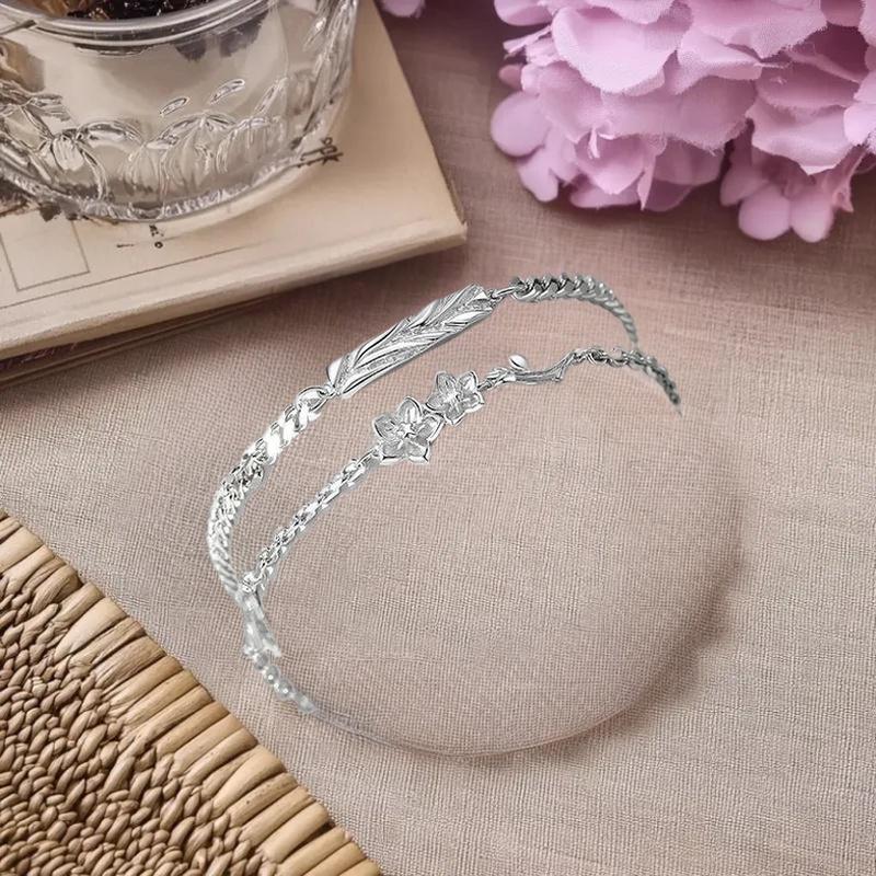 1/2 шт. Классический регулируемый браслет для влюбленных, День святого Валентина, украшение на руку, простой тонкий браслет, шарм в виде цветка, парный браслет, для девушек