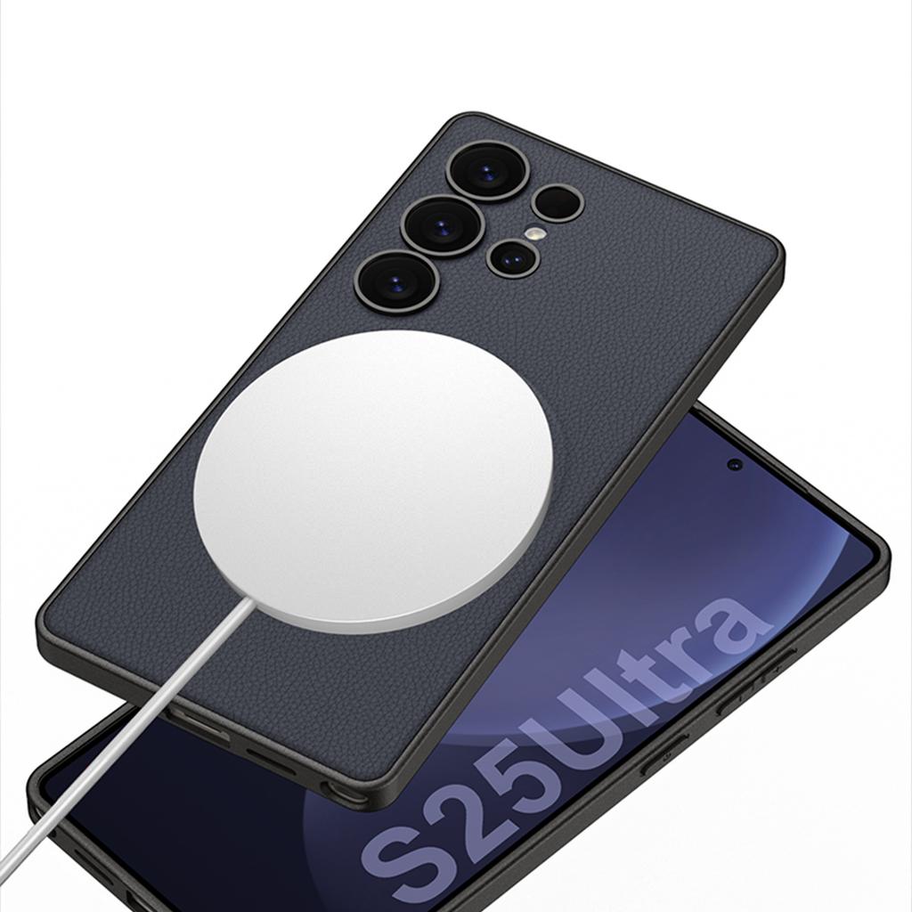 Original Leather S25Ultra Phone Case For Samsung Galaxy S23 S24 S25 Ultra Case Luxury Built Magnetism MagSafe Protective Cover