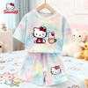 Летние Кавайные Наборы Hello Kitty Дышащая Мягкая Детская Одежда Для Маленьких Девочек Милые Мультяшные 3D Печать Короткий Рукав Тонкие Двухсторонние