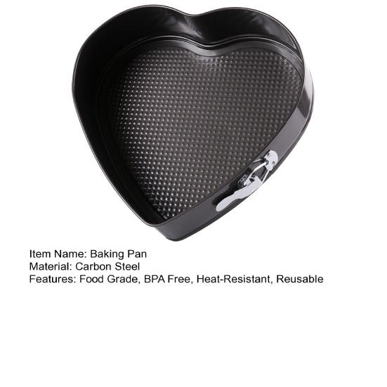 Пищевая сковорода пружинной формы в форме сердца, не содержащая BPA, термостойкая, многоразовая, безопасная для микроволновой печи, антипригарная форма для чизкейка