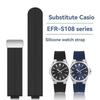 Силиконовый ремешок для часов Casio EFR-S108 EFR-S108D Серии, Магнитная складная застежка, Резиновый ремешок, Выпуклый 22x12 мм, Браслет Мужской