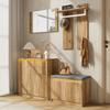 Hallway Wardrobe Set with Mirror, Clothes Rail, Hooks, Shoe Cabinet & Shoe Bench, for Hallway & Entryway, with LED 130x35x124.5 cm