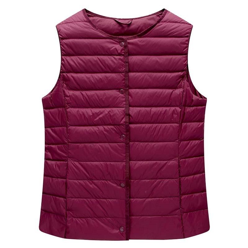 Women's Winter Lightweight Cropped O Neck Sleevelees Solid Color Plus Size Liner Tank Top Down Vest M-3XL