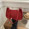 Fashion Texture Red Bag Women's New Suede Single Shoulder Bag Small Solid Color Zipper Underarm Hobo Bags