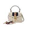 Gucci Sylvie Gold Buckle Bee Star Pattern Striped Web Leather Crossbody Bag Women bags White 470270-DJ2SG-8963