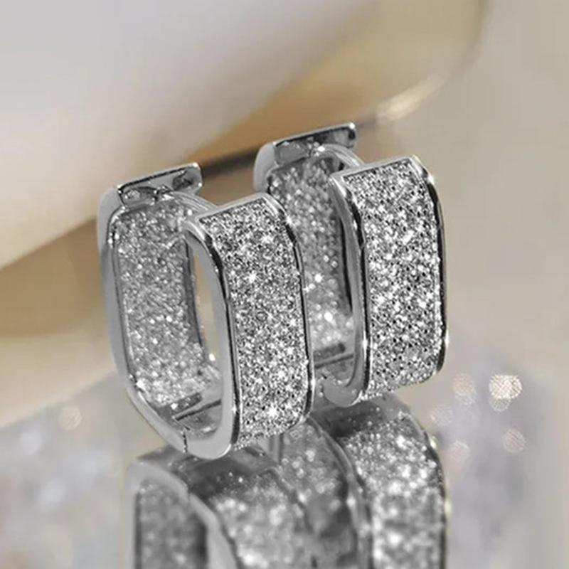 Luxury Fashion Paved Cubic Zirconia Hoop Earrings for Women Gold Color Bride Accessories Wedding Earring Valentine's Day Gift Jewelry