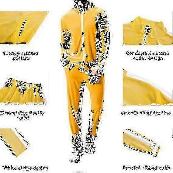 "Men's Velvet Sweatsuit Set, Casual Jacket Pants Tracksuit Set" z 2025