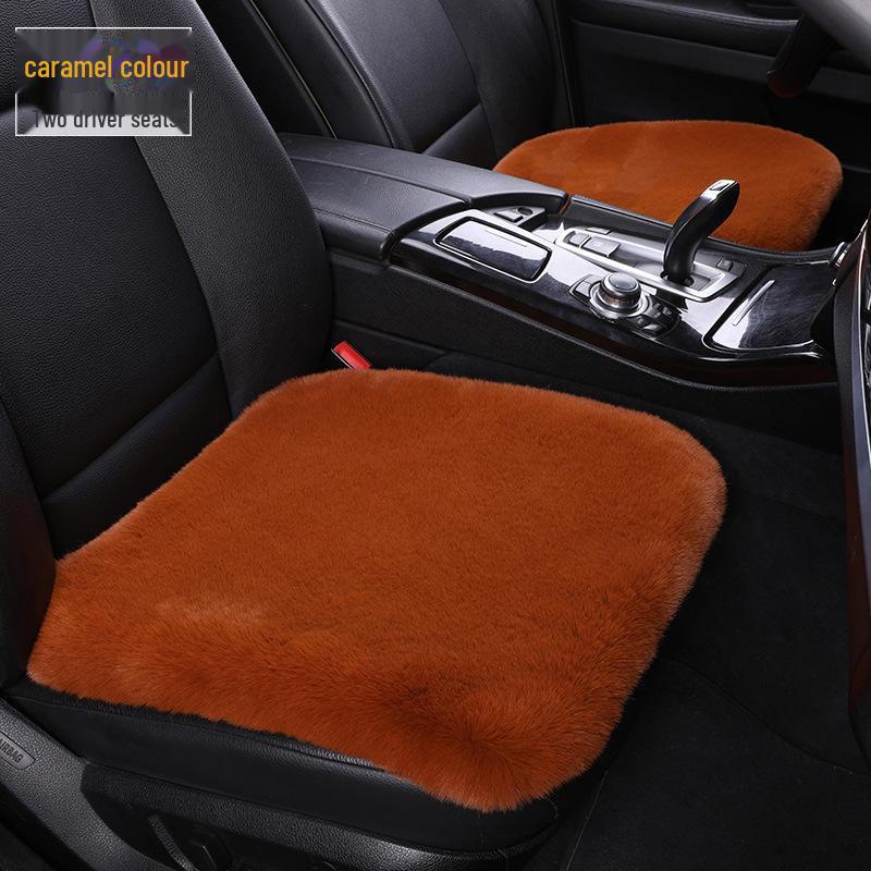 Комплект плюшевых зимних подушек для автомобильных сидений: Нескользящий, утолщенный мех кролика, универсальная посадка