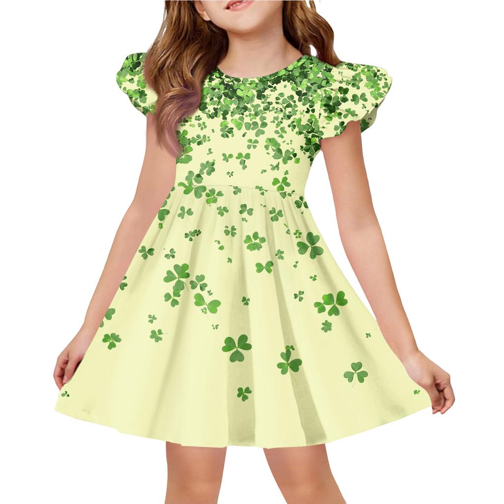 Летнее платье принцессы для девочек - А-силуэтное платье-футболка Ст. День Патрика