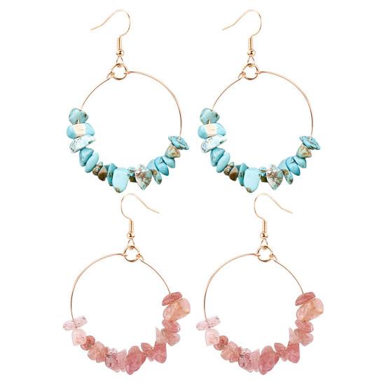 1 пара женских серег с крючком, нерегулярные большие серьги из натурального камня с гальваническим покрытием, круглые украшения для ушей, ювелирные изделия