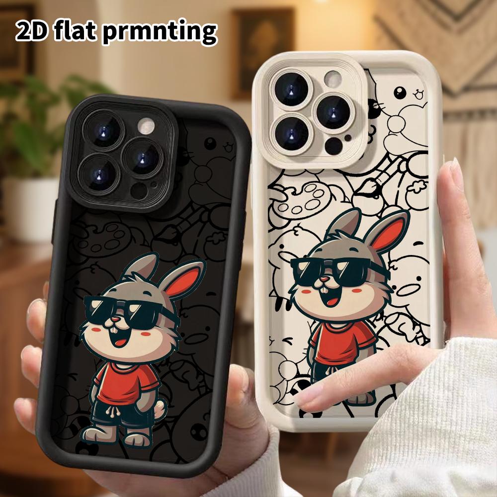Чехол для телефона: 2D плоский дизайн, подходит для защитного чехла iPhone 18 17 16 15 14 13 Pro, модный классный маленький кролик, идеален для Рождества и Хэллоуина holid