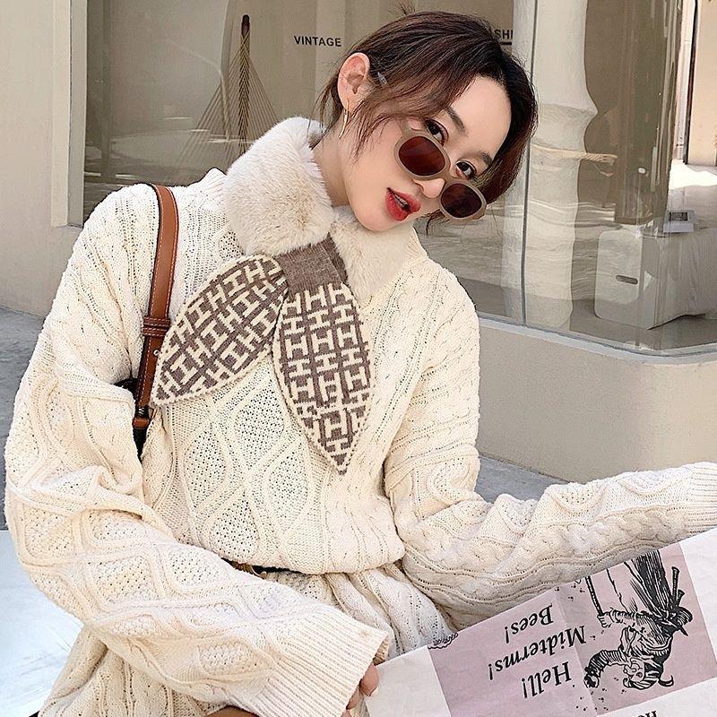 New Scarf for Women In Autumn and Winter Fashionable Plush Imitation Rex Rabbit Fur Cute and Versatile Student Scarf Imitation Rabbit Fur Collar