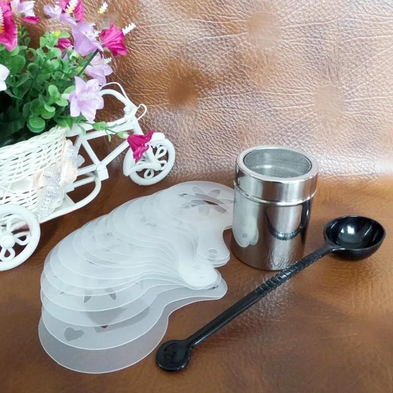 16 шт. шаблон для распыления пены в кафе трафареты для бариста декоративный инструмент гирлянда форма для кофейной печати модель цветка