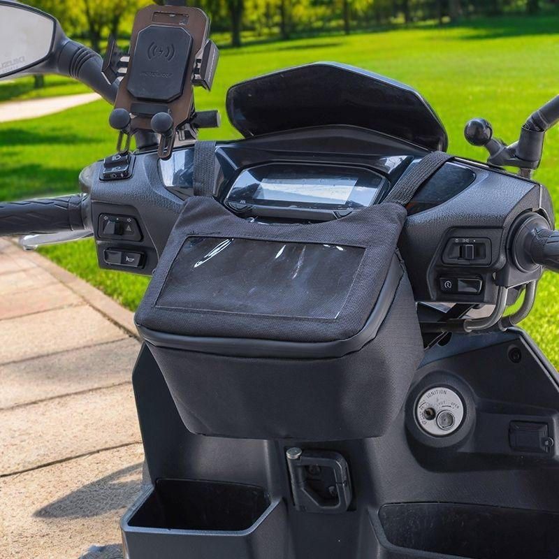 Front Bag Motorcycle Handlebar with Rain Cover Rainproof Universal Saddlebag for