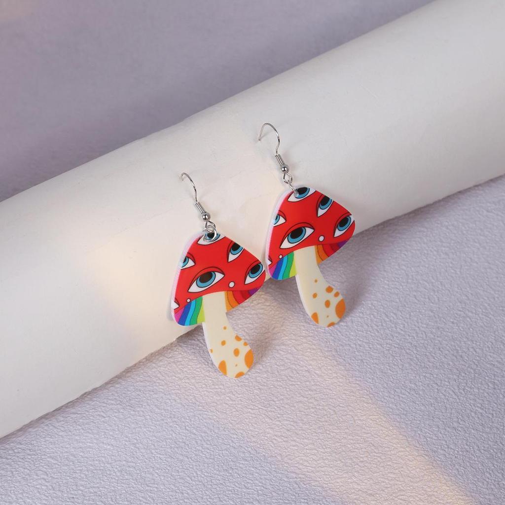 Европейские и американские трансграничные преувеличенные акриловые женские серьги-грибы: Креативный цветок, молния, подвеска Тай Чи.