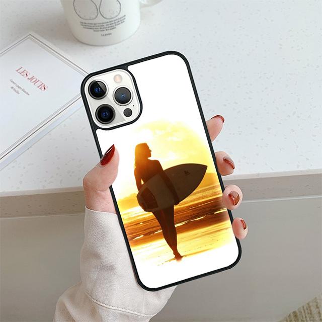 ГАВАЙСКИЙ ПЛЯЖ ДЕВУШКА-СЕРФЕРКА СЕРФИНГ ИСКУССТВО Чехол для телефона Для iPhone 17 Air 14 15 16 13 12 Чехол Для Apple Pro Max Plus