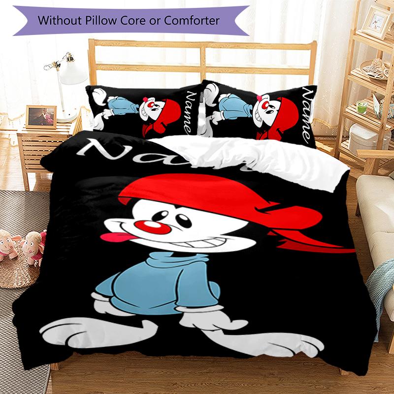3pcs Custom Name Animaniacs Bedding Set Duvet Cover Closure Includes 1 Duvet Cover & 2 Pillowcases for All Seasons Bedroom Decor