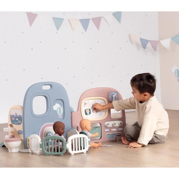 Smoby - baby care - crèche 5 espaces + 27 accessoires - poupon jusqu'à 42 cm