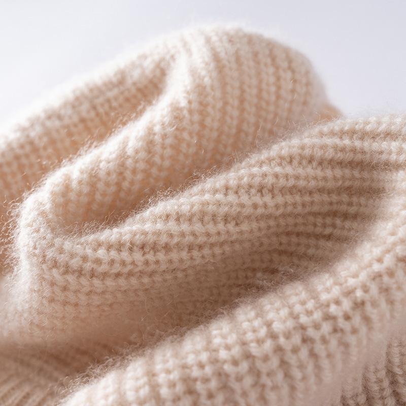 Customized cashmere blended belt rope flat top warm simple versatile thickened men's and women's knitted cashmere hat