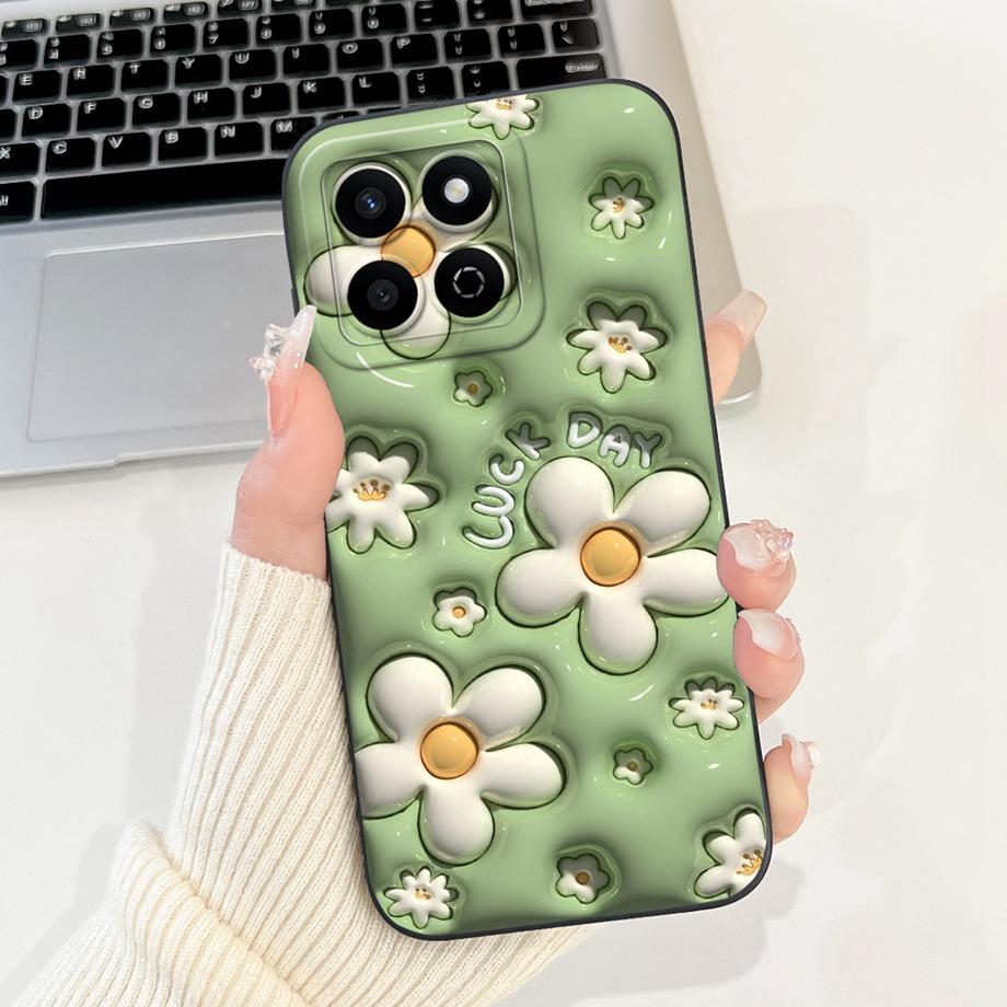 For Honor 200 Smart Case Honor X7C 4G Soft Liquid Silicone Flower Butterfly Bow Shockproof Cover for Honor Play 60 Plus Fundas