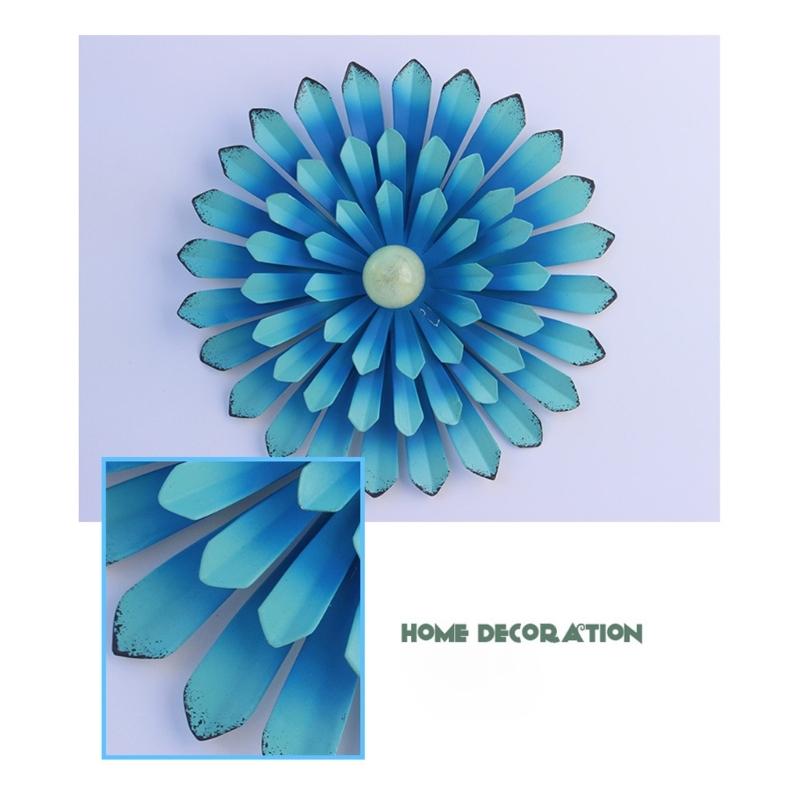 652F Rusts Resistant Metal Wall Art Multicolored Iron Sunflowers Hanging Ornament with Glowing in Dark Beads For Room Styling