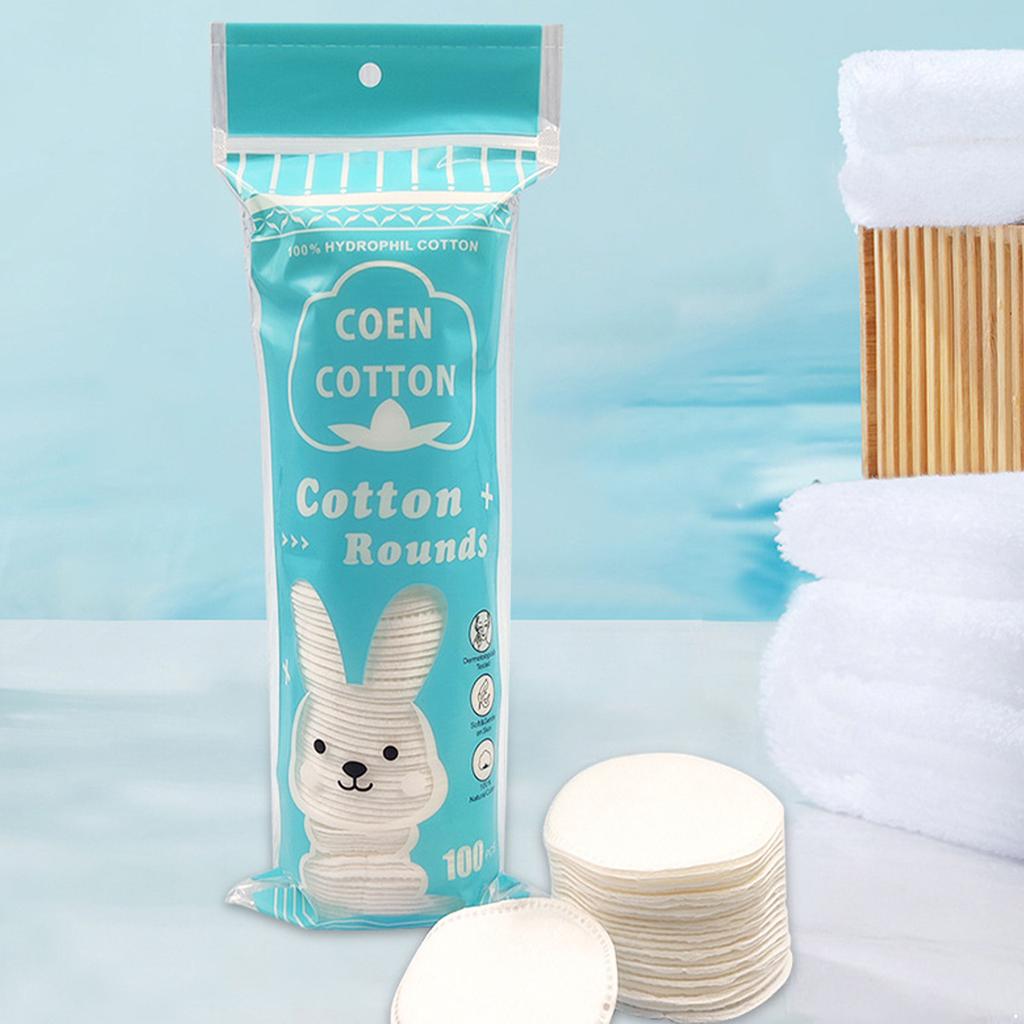 100 шт. Круглые ватные диски для снятия макияжа 3-слойные утолщенные мягкие нежные к коже не оставляют ворсинок не скатываются деликатные для лица глаз губ для ежедневного снятия макияжа