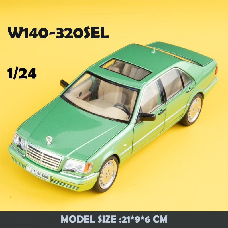 2024 New Simulation 1/24 Scale Benzs W140 320SEL Vintage Car Model With Sound Light Chidlren Diecast Alloy Toy Vehicle Collective Voiture