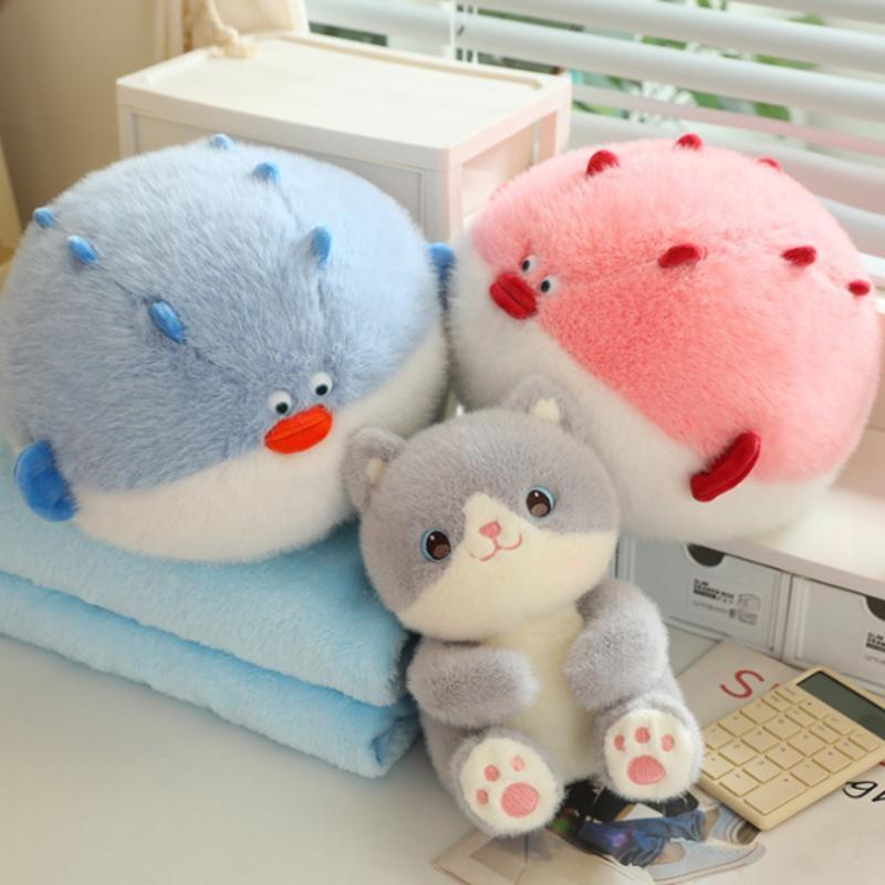 Cat Eating Cute Fish Plush Toy Doll Soft Doll Office Napping Gift Pillow
