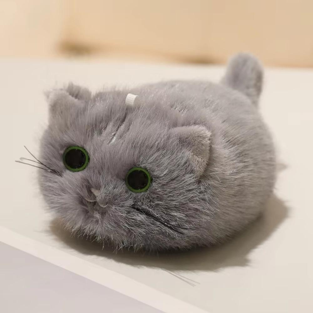 Stuffed Animals Black Cat Plush Keychain Fluffy Grey Cat Plush Dolls Kids Toy