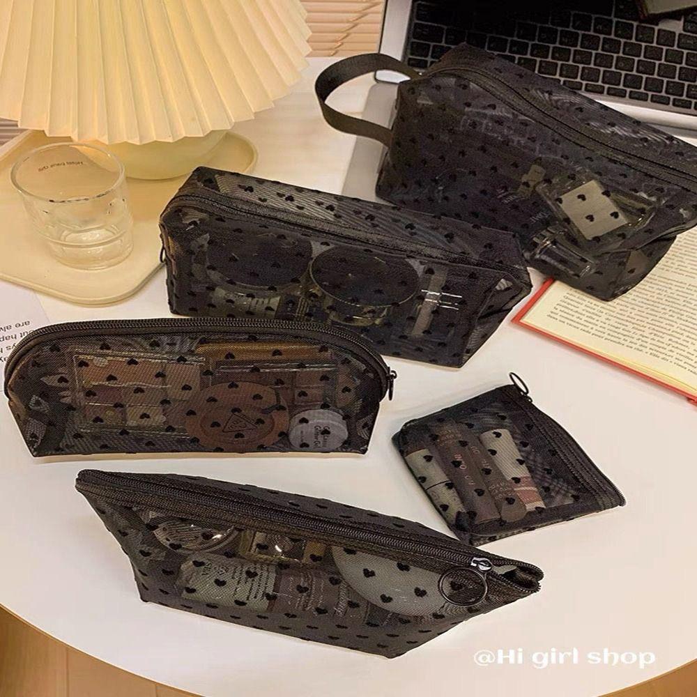 Multifunction Women Cosmetic Storage Pouch Heart Transparent Ladies Toiletry Storage Bag