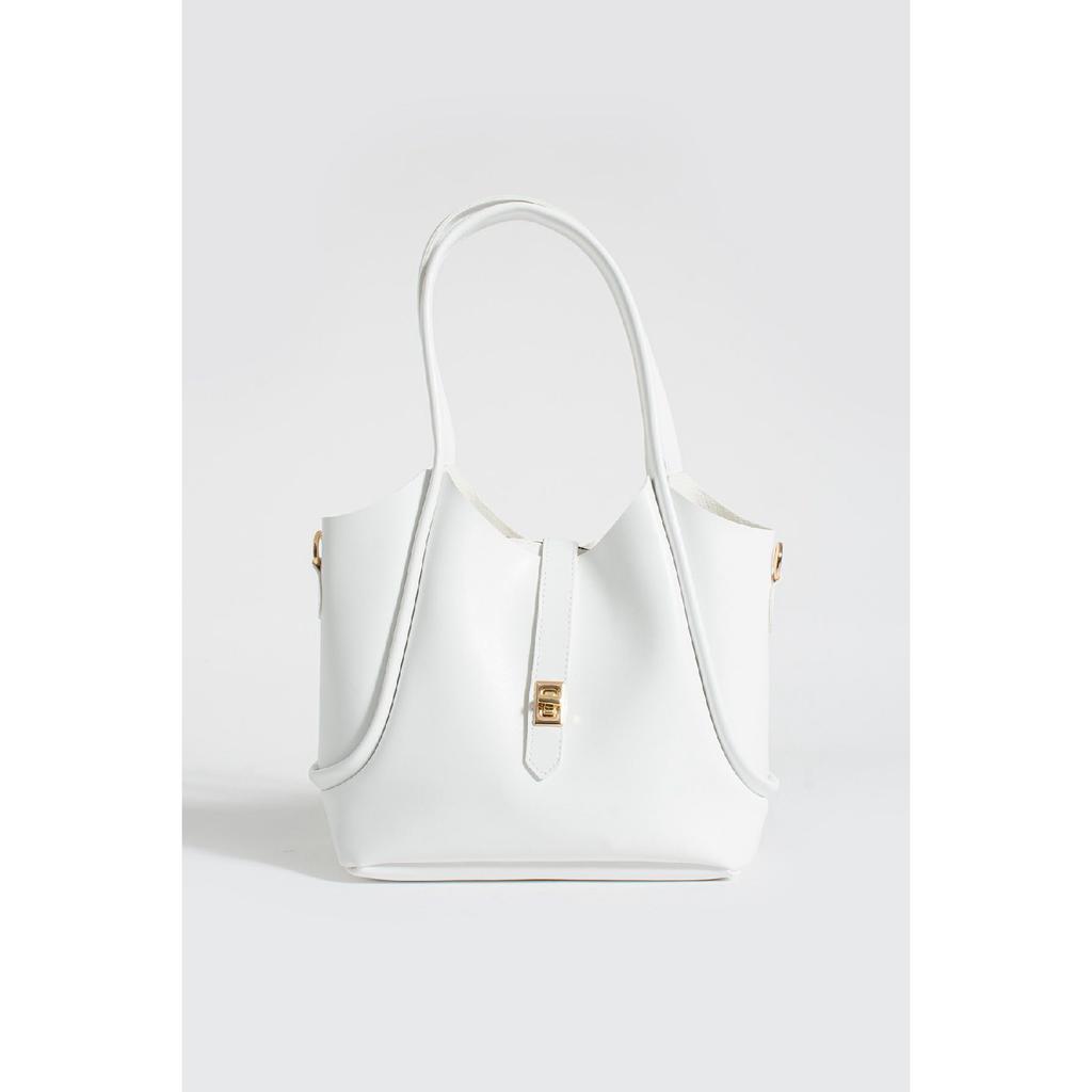 Women's Black Zippered Two-piece Cross Strap Hand Shoulder Bag