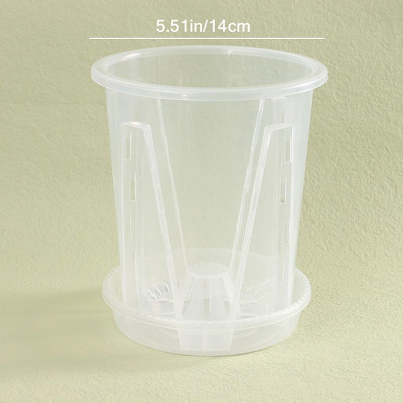 Root Control Transparent Flower Pot With Tray For Phalaenopsis Orchid Planting