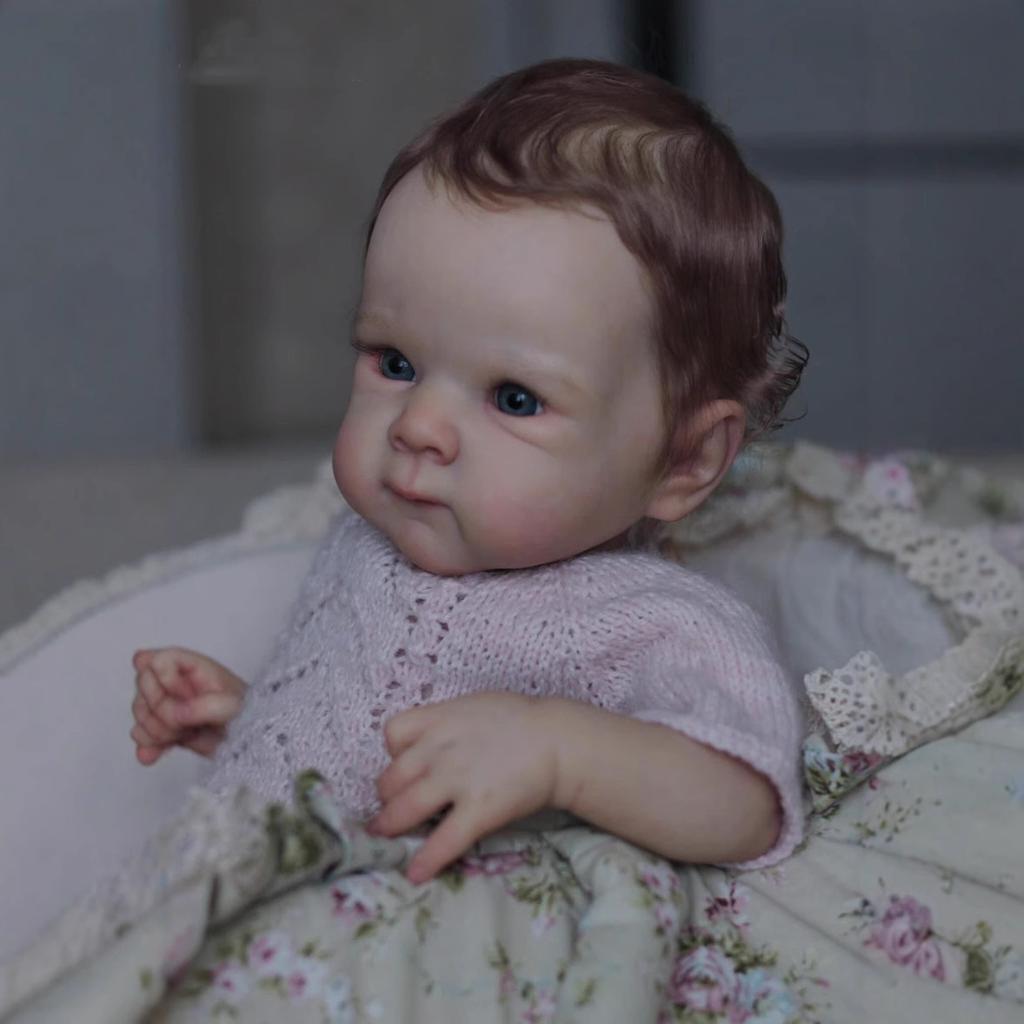 Имитация Reborn Baby 45 см Reborn Baby Girl Мягкая силиконовая виниловая Reborn Baby Реалистичная реалистичная кукла-младенец, кукла в розовом вязаном платье