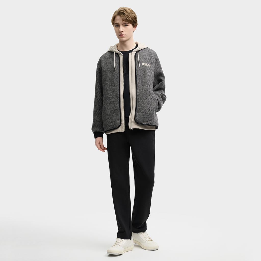Fila Современное наследие Повседневная свободная куртка с капюшоном Мужские куртки Светло-серый F11M518703F-ZB