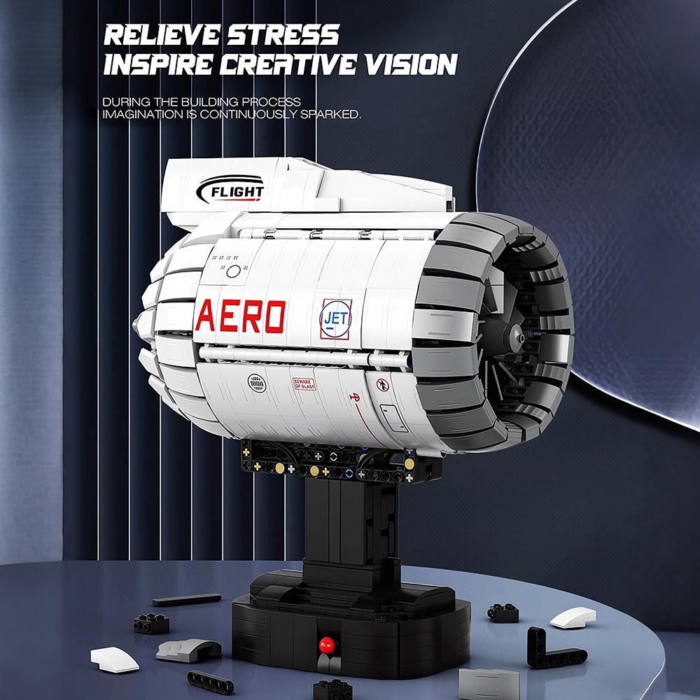 High-Tech Airplane Aircraft Turbofan Engine Model Building Blocks Difficult Assembly Bricks Toys Christmas Gifts For Room Decor