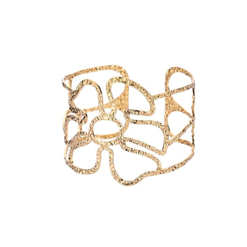 Новый позолоченный браслет из нержавеющей стали широкой версии с текстурой, открытый браслет в уличном хип-хоп стиле, преувеличенный браслет