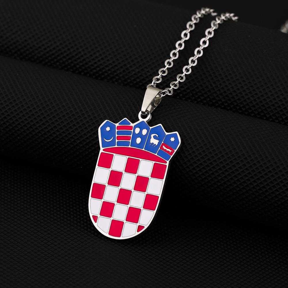 Подвеска-кулон из нержавеющей стали с хорватским гербом для мужчин и женщин - Геометрический дизайн из титановой стали