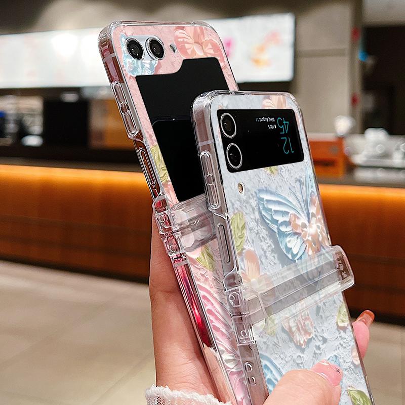 Для Samsung Galaxy Z Flip6 Flip5 Flip4 Flip3 ударопрочный красочный масляный рисунок бабочки узор 3 шт складной жесткий чехол для ПК