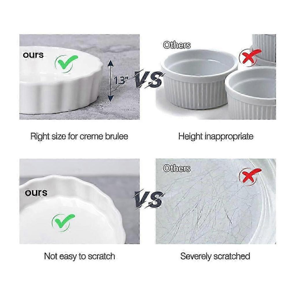 5 Oz Creme Brulee Ramekins, Round Fluted Quiche Dishes Tart Pan, Oven Safe Ramekins suitable for Baking, Souffle, Ramekins 6 Pack