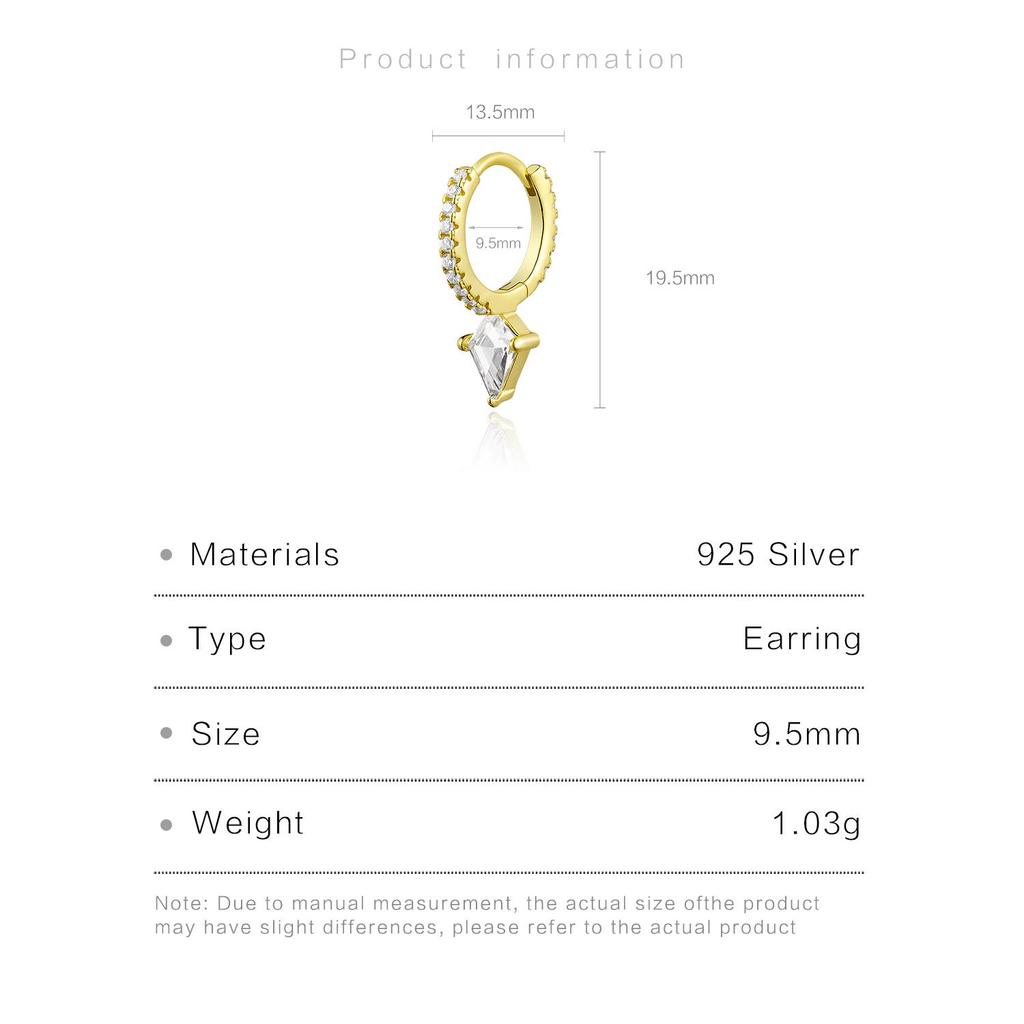 ANDYWEN 925 Sterling Silver Gold Clear Zircon CZ Short Spike Eternity Hoop Earring Loop Earring Pendant Jewelry Wedding Gift