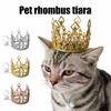 Блестящая корона для питомца, регулируемая корона для кошки со шнурком, тиара-корона со стразами