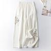 Women's Summer Cotton Wide Leg Pants Loose Vintage Elastic Waist Straight Leg Embroidered Pants Casual Pants
