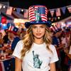 American Flag Top Hat, Uncle Costume Hat for 4th of July, Red White Blue Patriotic Party Decoration for Adults, Independence Day